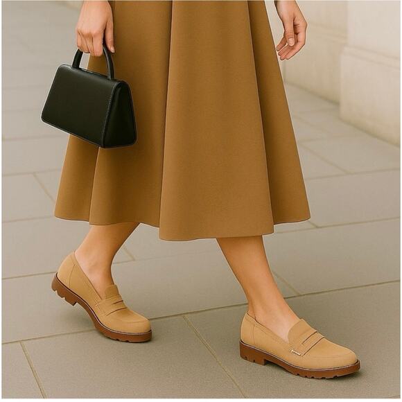 Vionic Women’s Cheryl II Lug penny Loafers size 8 Wide Slip-on Sand Suede - Picture 8 of 9